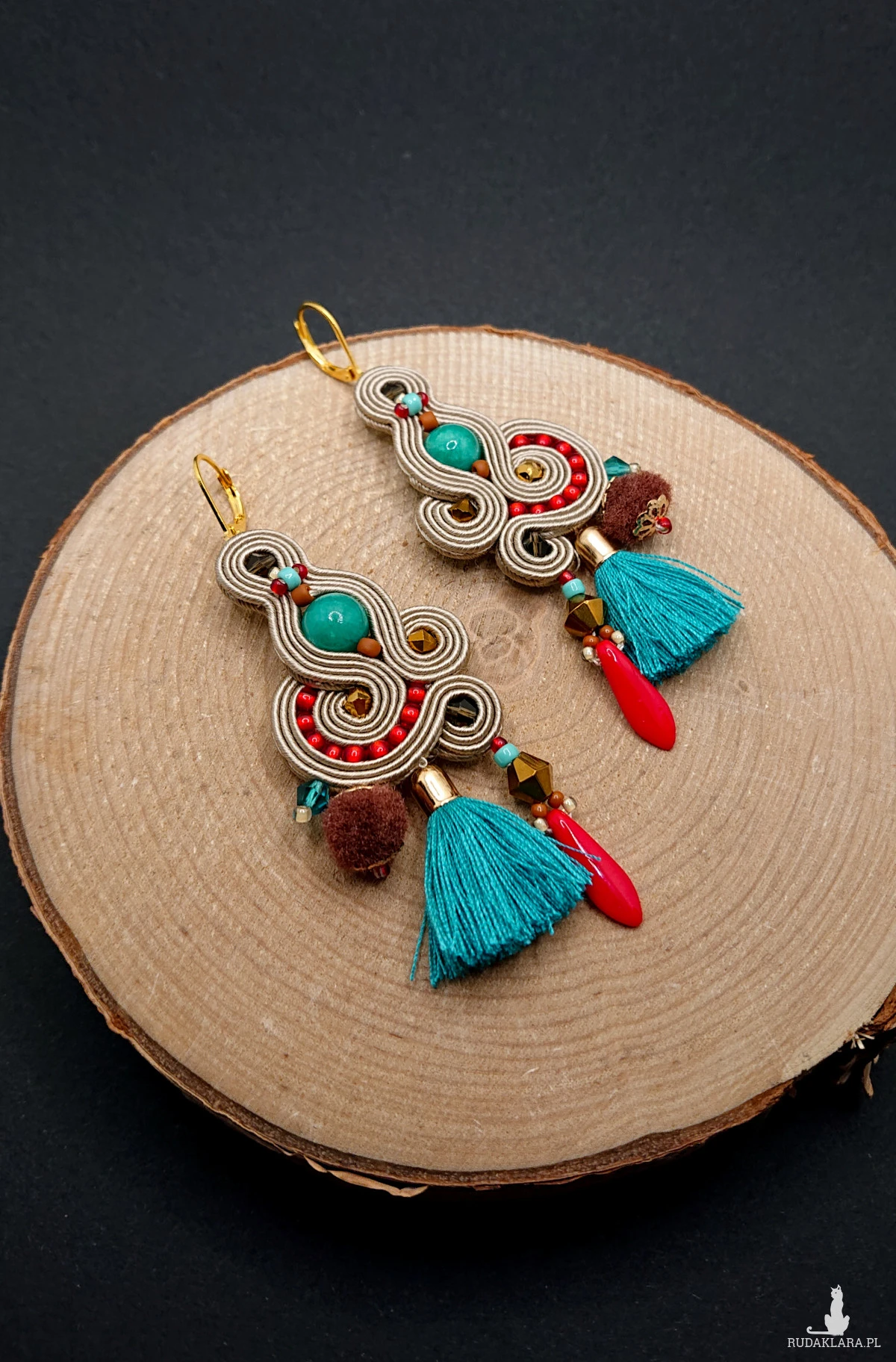 BEŻOWO-KOLOROWE KOLCZYKI SUTASZ W STYLU BOHO 2